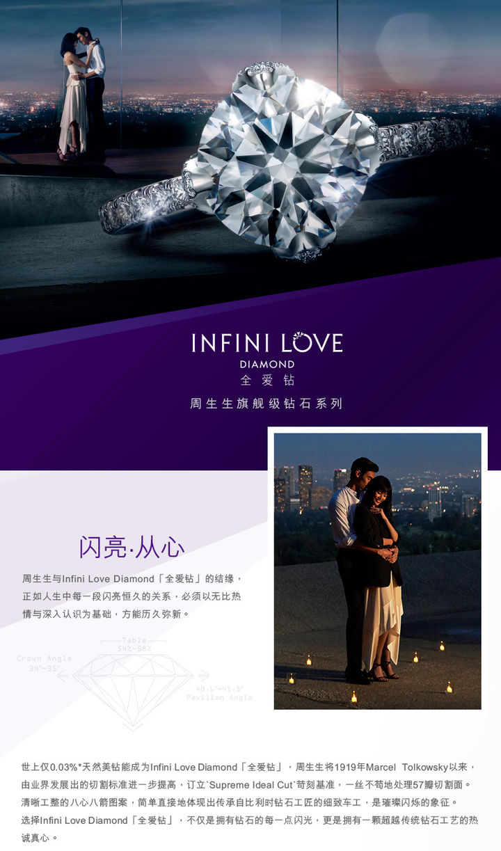 周生生 pt900铂金infini love diamond全爱钻钻石戒指