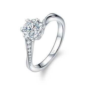 钻石小鸟：享悦Ⅱ-白18K金钻石戒指