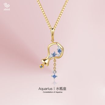 钻石小鸟：Aquarius水瓶座-18K金钻石挂坠(不含链子)