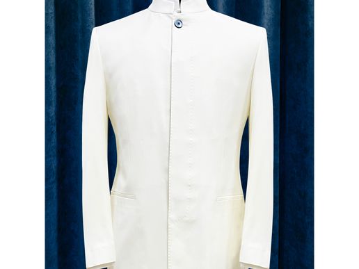白色新中式立领礼服