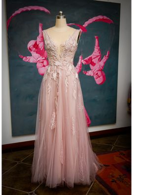 奢华重工粉色法绣欧式婚纱