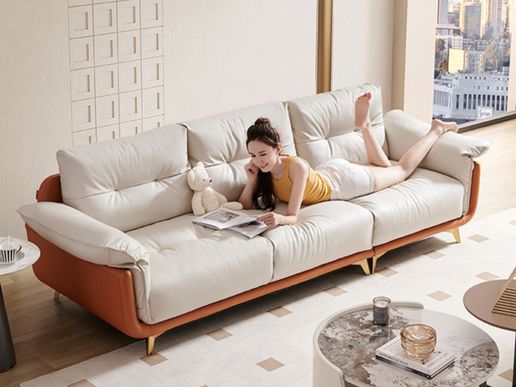 芝华仕科技布云朵沙发现代简约轻奢小户型客厅直排三人位布艺2051