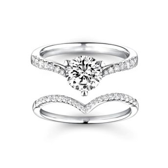 六福珠宝：「爱很美」系列-18K金(白色)钻石戒指