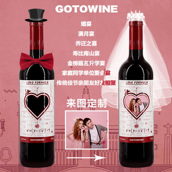 西班牙进口红酒爱情方程式红葡萄结婚情人节礼物