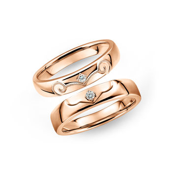婚嫁系列「如意情长」18K金钻石对装戒指WD31350（男）WD31351（女）