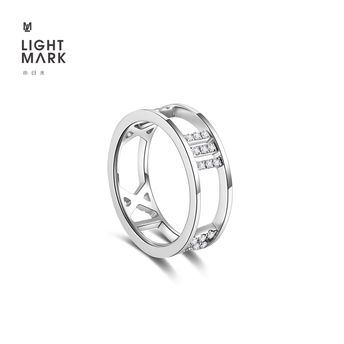 Light Mark 小白光 18K金钻石戒指 时尚对戒女戒-光辰