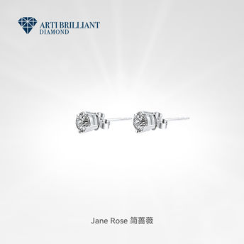 Jane Rose 简蔷薇⊹配饰耳钉，18k金镶独立圆钻石耳钉