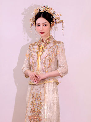 TIMI中式礼服新中式珠绣粉色结婚新中式秀禾服租赁
