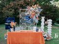 橙蓝撞色草坪婚礼