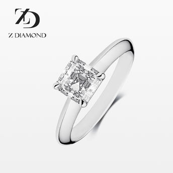 【培育】Z DIAMOND 18K金白钻石戒指 简易四爪钻戒首饰1克拉