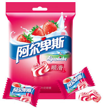 阿尔卑斯硬糖 田园草莓牛奶味150g袋装