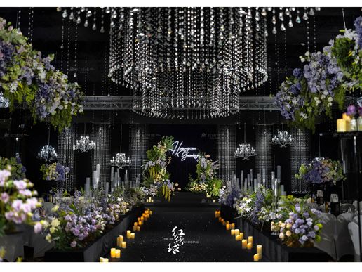 繁花嫣然的紫色系韩式水晶婚礼