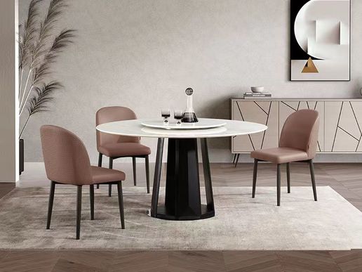 顾家家居（KUKA） 大理石桌椅组合轻奢圆桌带转盘